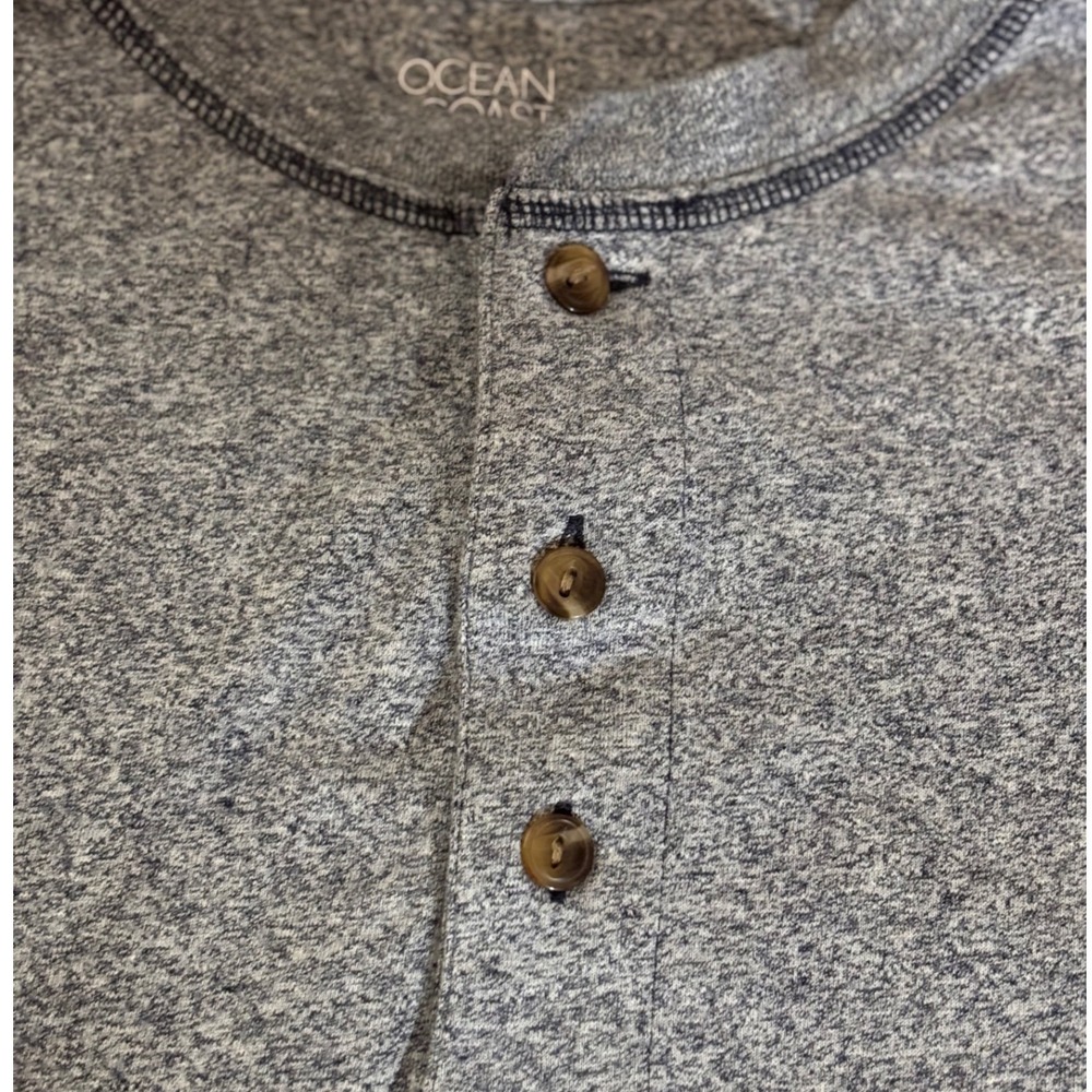 Ocean + Coast Henley Mens LT Blue Heathered Excellent Long Sleeve Tall Shirt